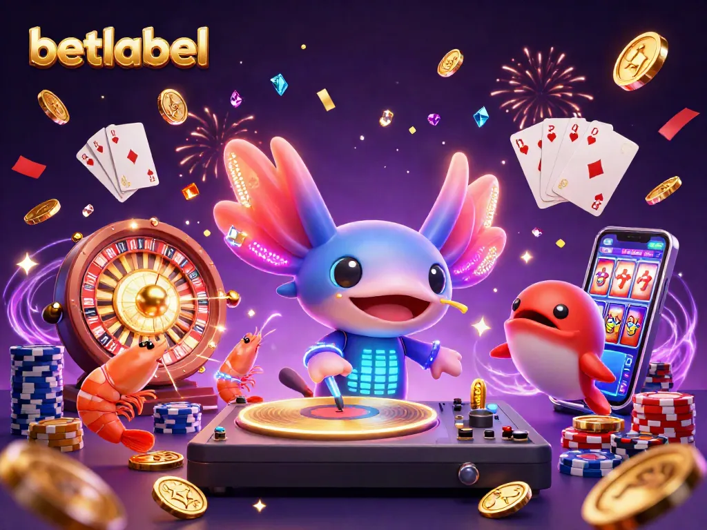 Experience the excitement of betlabel with vibrant casino elements and energetic characters.